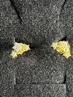 14k Gold  over Sterling Silver Star Cluster Stud Earrings - Sparkling CZ Accent